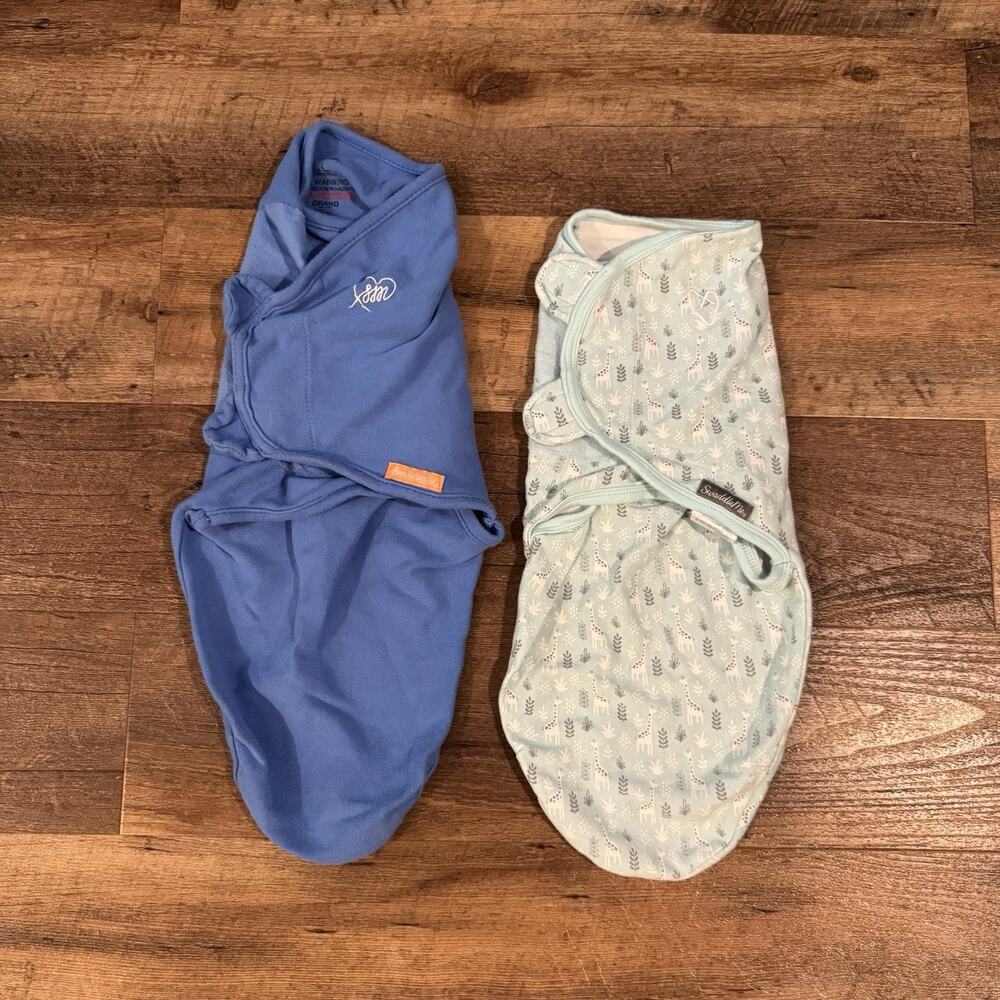 Swaddle Me Sleep Sack One M 7-14 lbs and One L Blue Wearable Blanket STAIN